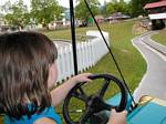 Becky driving (150x112; 5414 
      bytes)